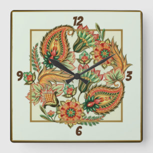 Beautiful flowers square wall clock
