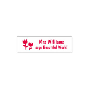 Beautiful Flowers, Teacher Encouragement For Kids Self-inking Stamp