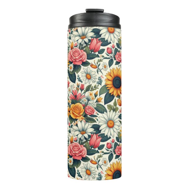 Beautiful Flowers Thermal Tumbler (Front)