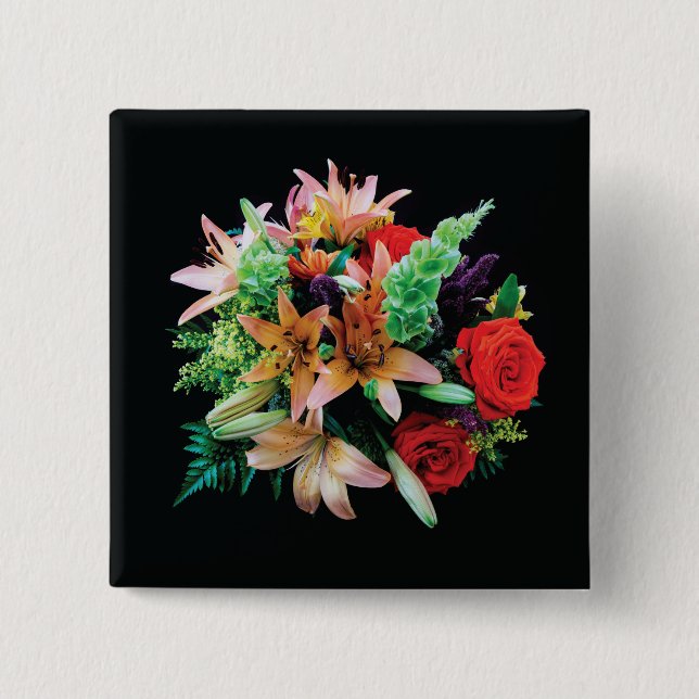 Beautiful Flowers Throw Pillow 2 Inch Square Button (Front)