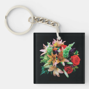 Beautiful Flowers Throw Pillow Keychain