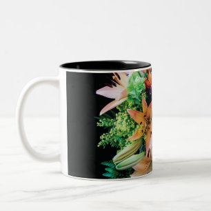Beautiful Flowers Throw Pillow Two-Tone Coffee Mug