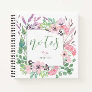 Beautiful Flowers   Watercolor Floral and Leaves Notebook