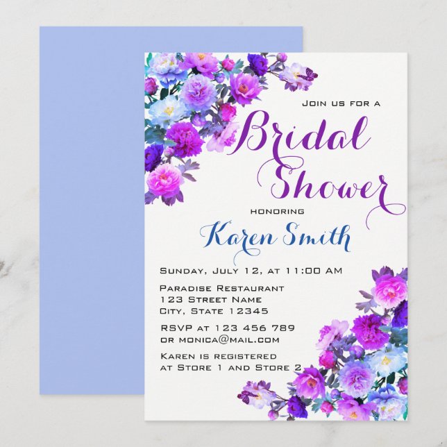 Beautiful Flowery Bridal Shower Invites (Front/Back)