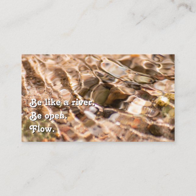 Beautiful flowing water with motivational quote business card (Front)
