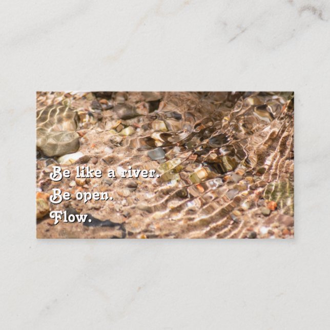 Beautiful flowing water with motivational quote business card (Front)