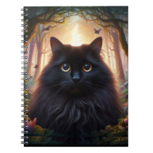 Beautiful Fluffy Black Cat with Gold Eyes Notebook
