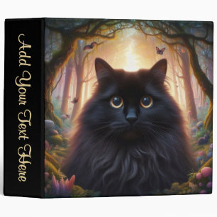 Beautiful Fluffy Black Cat with Gold Eyes Personal Binder