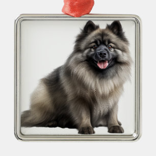 BEAUTIFUL FLUFFY KEESHOND PUPPY DOG METAL ORNAMENT