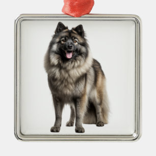 BEAUTIFUL FLUFFY KEESHOND PUPPY DOG METAL ORNAMENT