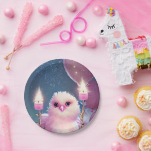 Beautiful Fluffy Pink Birthday Baby Bird Paper Plate