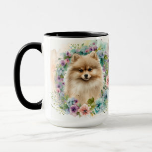 BEAUTIFUL FLUFFY WATERCOLOR POMERANIAN DOG MUG