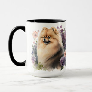 BEAUTIFUL FLUFFY WATERCOLOR POMERANIAN DOG MUG