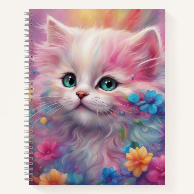 Beautiful Fluffy White Cat Notebook (Front)