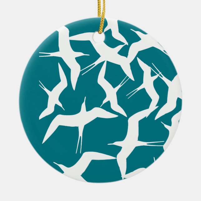 Beautiful Flying Birds Pattern Product Ceramic Ornament (Front)