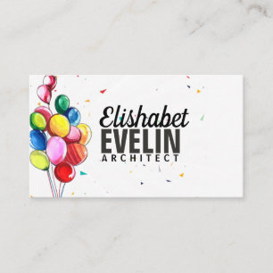 Beautiful flying colorful balloons business card