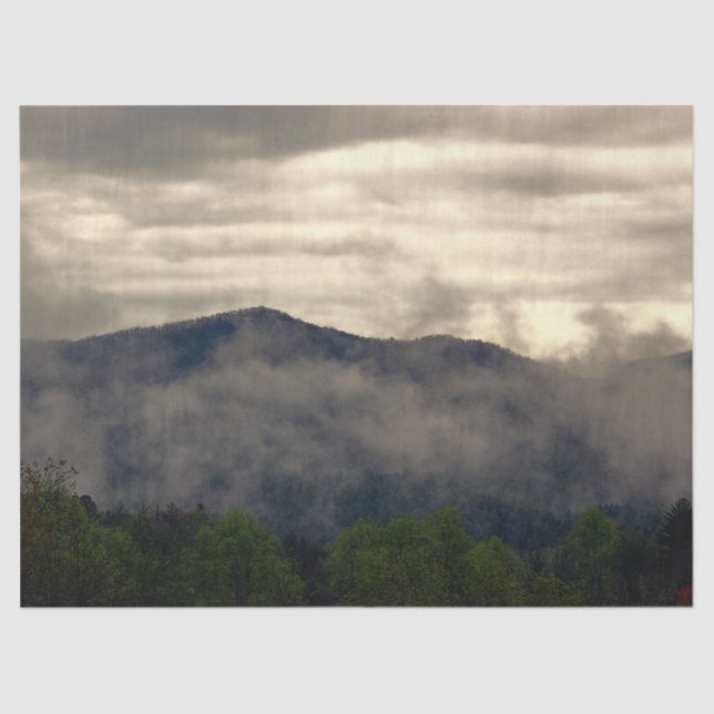 Beautiful Foggy Mountain Landscape Photo Tissue Paper (Front)