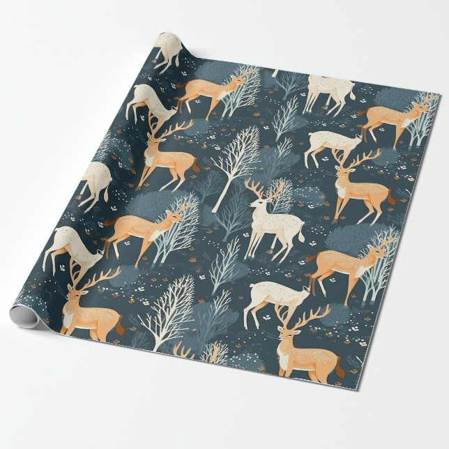 Beautiful Forest Deer Wrapping Paper (Unrolled)