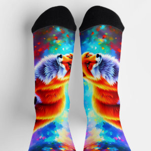 Beautiful forest fox cool red colour whimsical socks