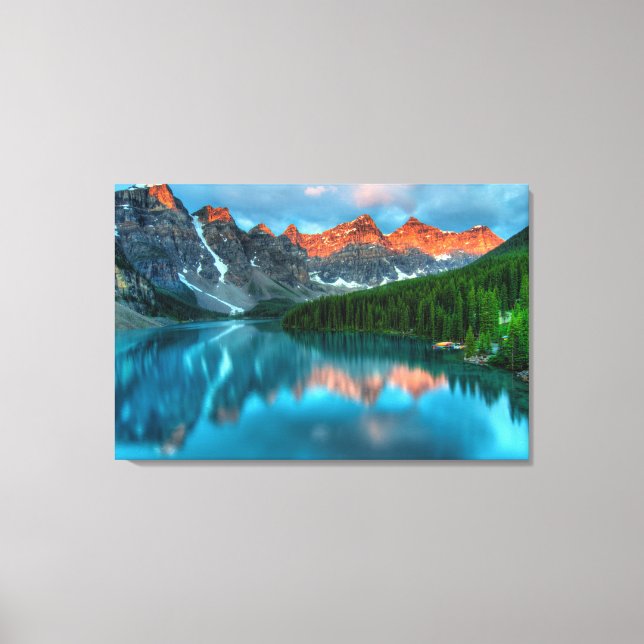 Beautiful forest mountain with ocean blue sky canvas print (Front)