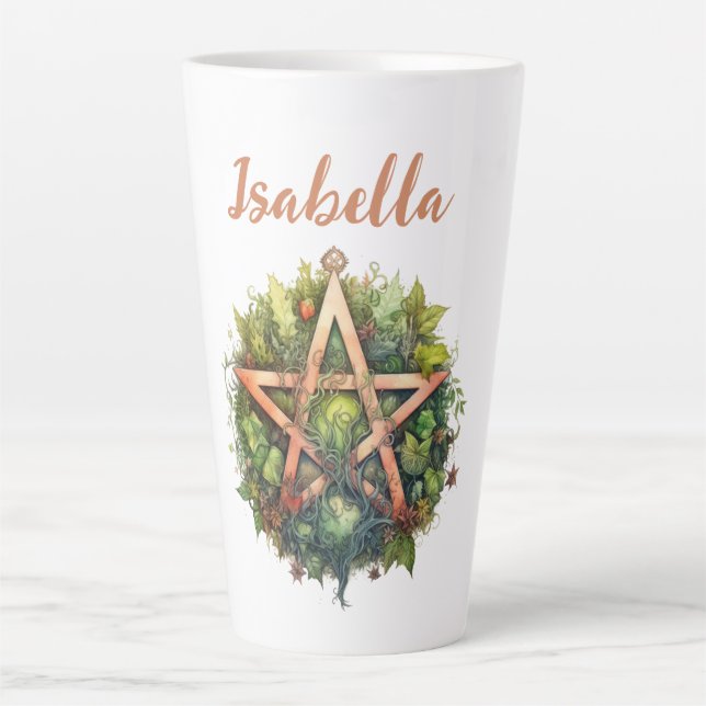 Beautiful Forest Pagan Pentagram Latte Mug (Front)