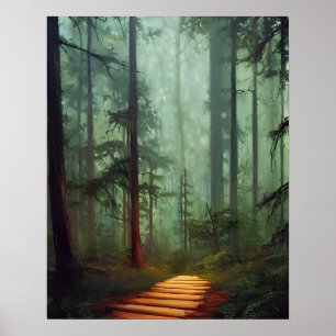 Beautiful Forest Path Digital Art  Poster