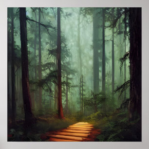Beautiful Forest Path Digital Artwork Poster
