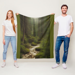  Beautiful Forest Scene  Fleece Blanket