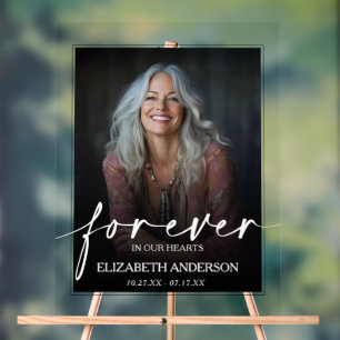 Beautiful Forever in our Hearts Photo Memorial Acrylic Sign
