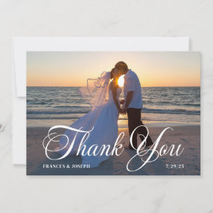 Beautiful Forma Script Wedding Photo Thank You Card