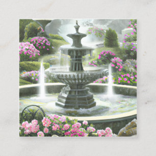 Beautiful Fountain Graphic Square Business Card