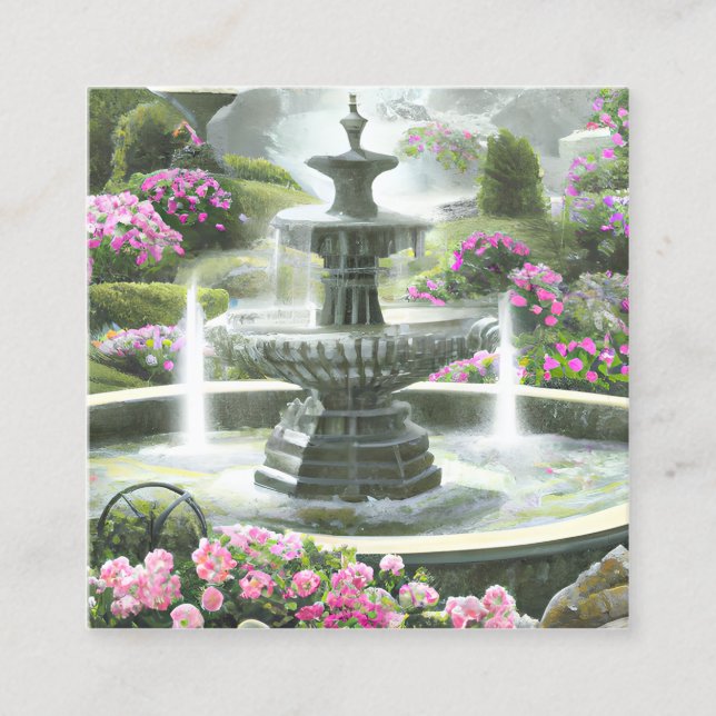 Beautiful Fountain Graphic Square Business Card (Front)