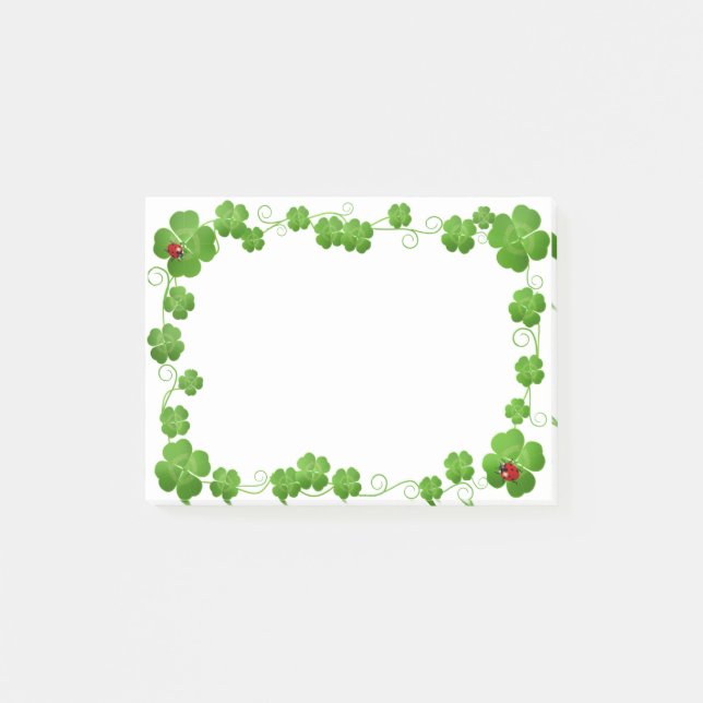 Beautiful Four-Leaf Clovers & Ladybugs Post-it Not Post-it Notes (Front)