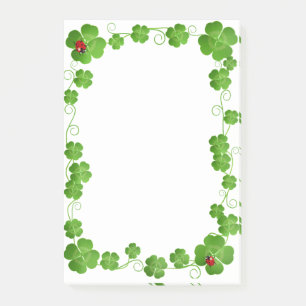 Beautiful Four-Leaf Clovers & Ladybugs Post-it Notes