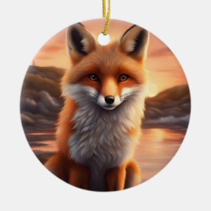 Beautiful Fox Ceramic Ornament