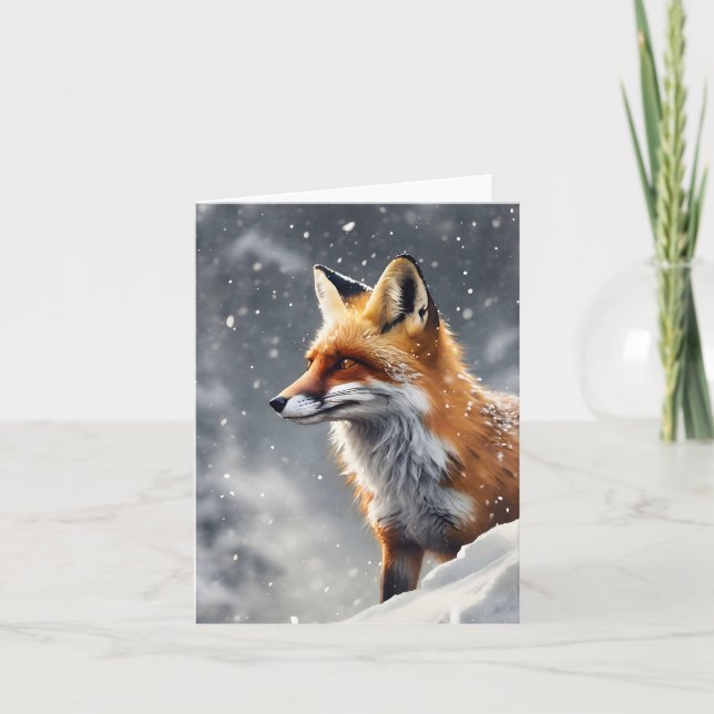 Beautiful Fox in Snow Blank Greeting  Card (Front)