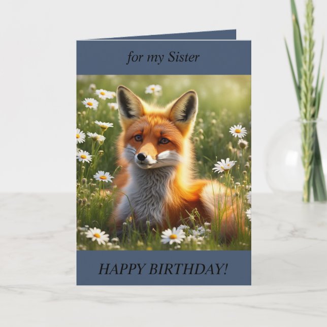 Beautiful Fox in Spring meadow Birthday Card (Front)