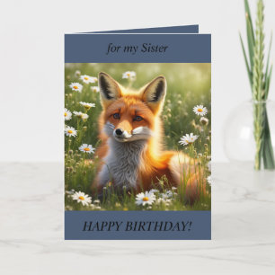 Beautiful Fox in Spring meadow Birthday Card