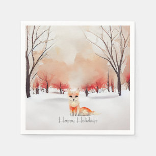 Beautiful Fox in the Snowy Forest Napkin