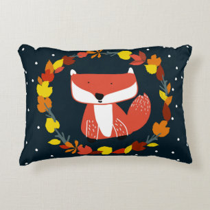 Beautiful fox in winter forest pattern accent pillow
