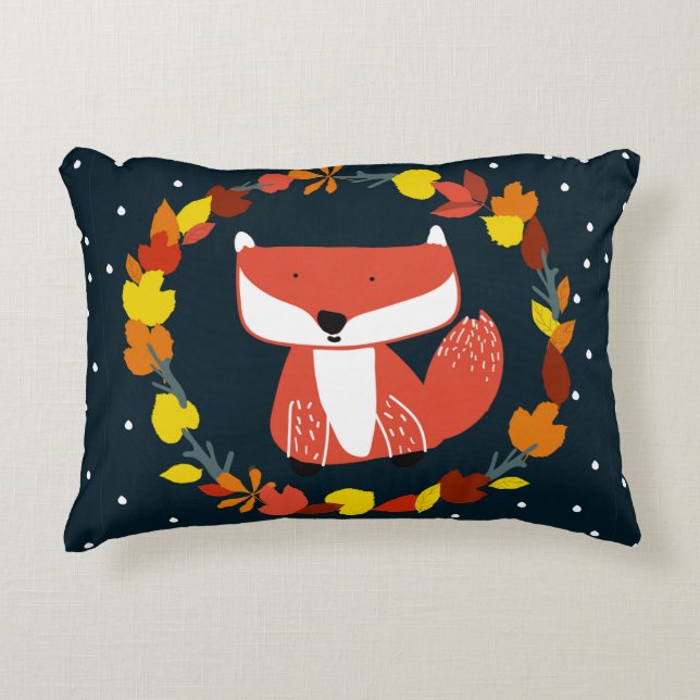 Beautiful fox in winter forest pattern accent pillow (Front)