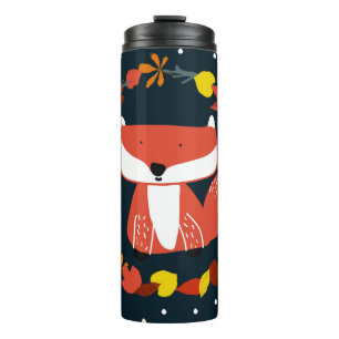 Beautiful fox in winter forest pattern thermal tumbler