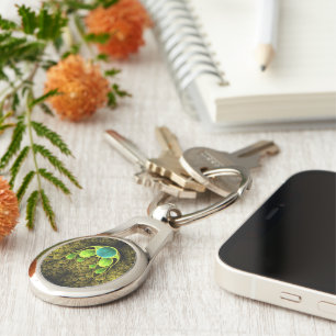 Beautiful Fractal Feathers of the Quetzal Bird Keychain