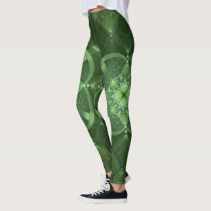 Beautiful Fractal Green Celtic Pattern Leggings