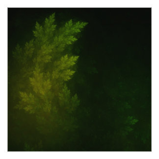 Beautiful Fractal Pines in the Misty Spring Night Photo Print