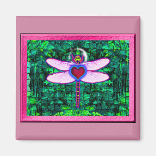 Beautiful Framed “Crackel Framed Dragonfly” Artwor Magnet
