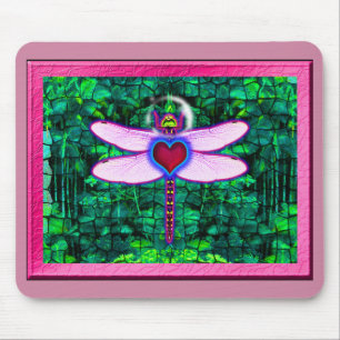 Beautiful Framed “Crackel Framed Dragonfly” Artwor Mouse Pad