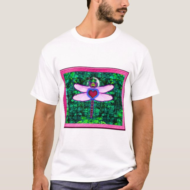 Beautiful Framed “Crackel Framed Dragonfly” Artwor T-Shirt (Front)