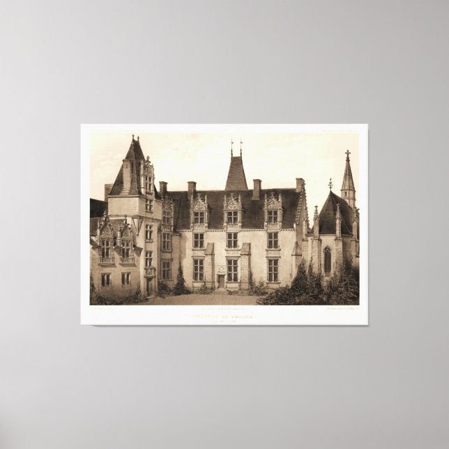 Beautiful French Chateau in Sepia Tones Canvas Print (Front)