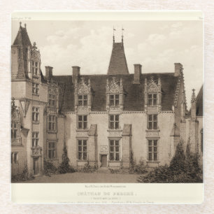 Beautiful French Chateau in Sepia Tones Glass Coaster